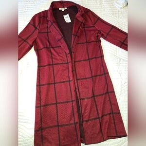 Charlotte Russe Red And Black Duster.  Women's Size Large. Bnwt